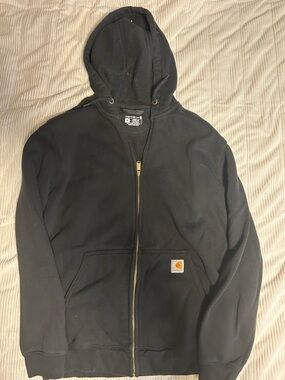 Carhartt Hoodie Mens M Black Full Zip Hooded Sweatshirt Midweight Loose Fit